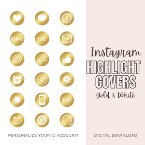 Instagram Highlight Covers, gold and white covers for Instagram, IG story Covers, Digital download