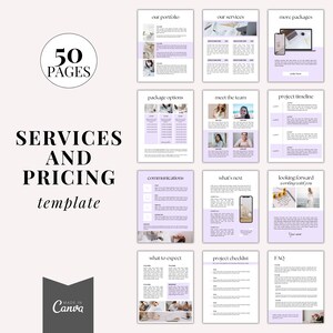 Client welcome packet template, Services and pricing catalog, New client service guide, coaching onboarding template, Canva template