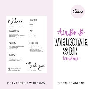 Editable Airbnb Welcome Sign Template: Vacation Rental Guest Info (Digital Download)