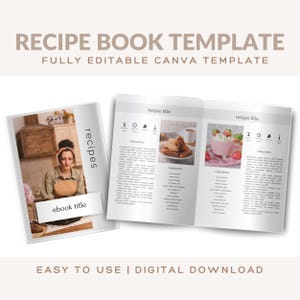 Canva Recipe Book Template, Cookbook Template, Recipe eBook, Recipe Card templates, baking book
