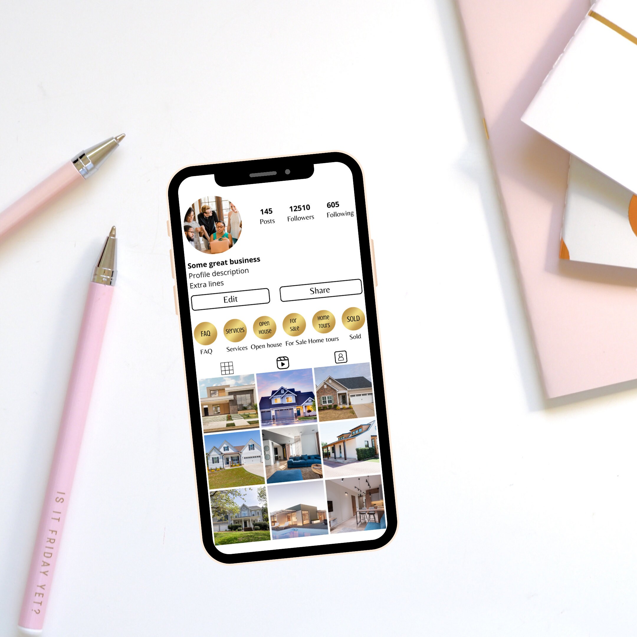 Luxury Real Estate Instagram Highlight Covers, Gold and Black Realtor ...