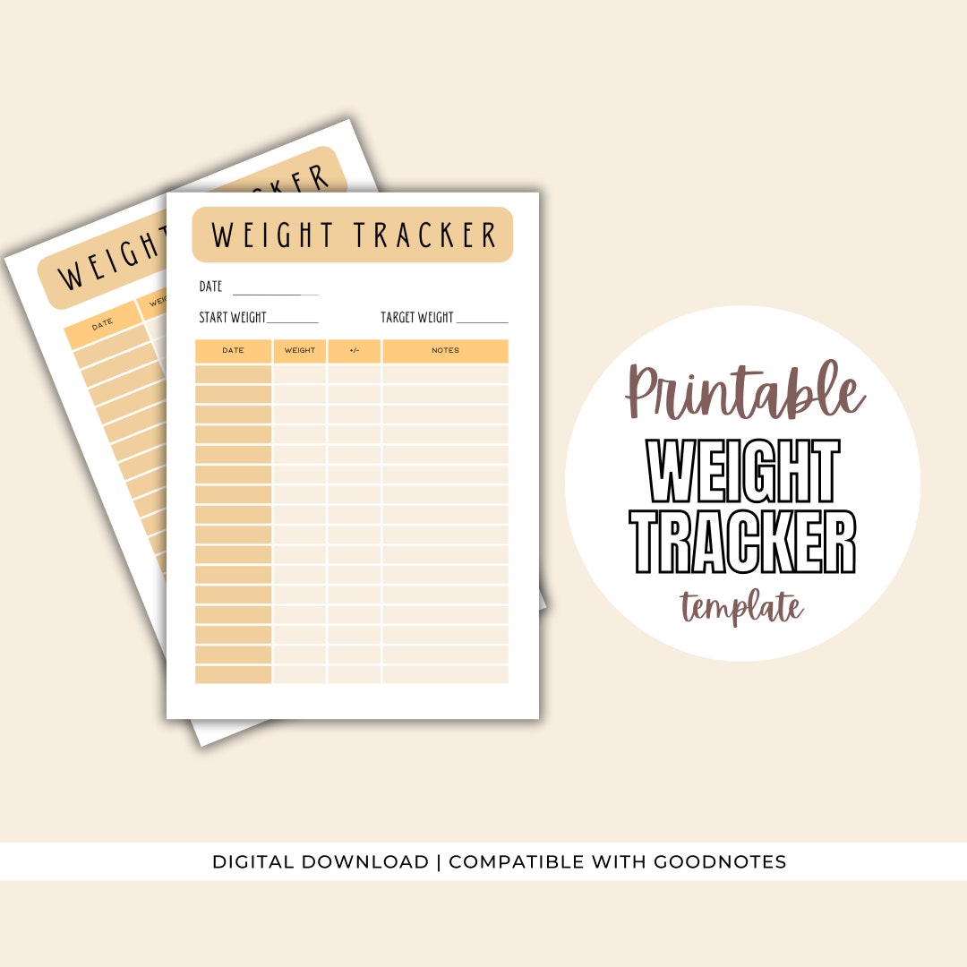 Weight Loss Tracker Template for Goodnotes, Printable Weight Loss