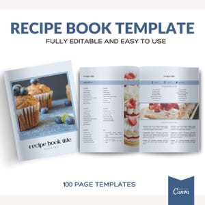 Canva Recipe Book Template, Cookbook Template, Recipe eBook, Recipe Card templates, baking book