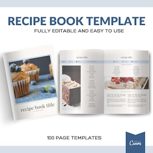 Canva Recipe Book Template, Cookbook Template, Recipe eBook, Recipe Card templates, baking book