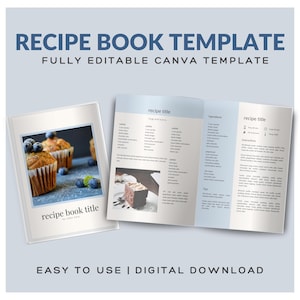 Canva Recipe Book Template, Cookbook Template, Recipe eBook, Recipe Card templates, baking book