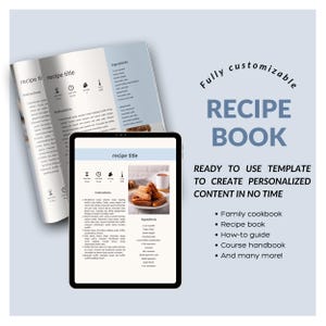 Canva Recipe Book Template, Cookbook Template, Recipe eBook, Recipe Card templates, baking book