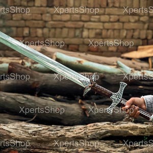 Handmade Double Handed Skyrim Sword Replica Fantasy Sword Viking Master Sword  Dragonborn Cosplay Sword Anniversary Gift Christmas Gift