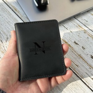 Cartera minimalista grabada, cartera personalizada, cartera personalizada para hombre, cartera personalizada para hombre, cartera de cuero