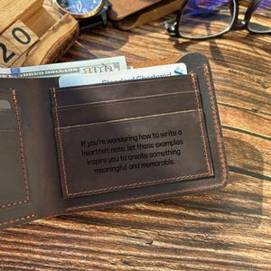 Cartera minimalista grabada, cartera personalizada, cartera personalizada para hombre, cartera personalizada para hombre, cartera de cuero