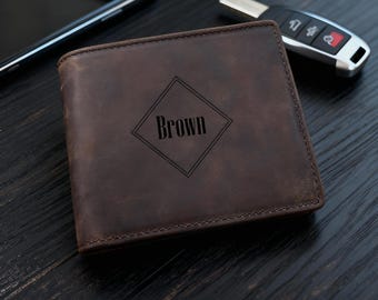 Minimalistische gegraveerde portemonnee, gepersonaliseerde portemonnee, gepersonaliseerde portemonnee voor mannen, gepersonaliseerde herenportemonnee, leren portemonnee