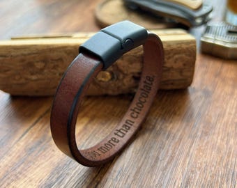 Personalised Hidden Message Bracelet, Real Leather Bracelet, Hidden Message Leather Bracelet, Personalized Bracelet, Gift for Him