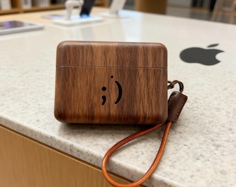 Personalized Wooden AirPods Case – Engraved Cherry Wood Cover