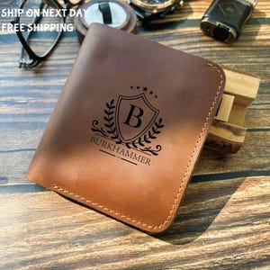 Cartera minimalista grabada, cartera personalizada, cartera personalizada para hombre, cartera personalizada para hombre, cartera de cuero