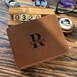 Cartera minimalista grabada, cartera personalizada, cartera personalizada para hombre, cartera personalizada para hombre, cartera de cuero
