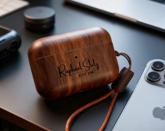 Personalisierte Holz AirPods Pro3 Hülle - Personalisierte gravierte Abdeckung für AirPods 1/2/3/4 und Pro/Pro2, individuelles Geschenk, Holz Jubiläumsidee