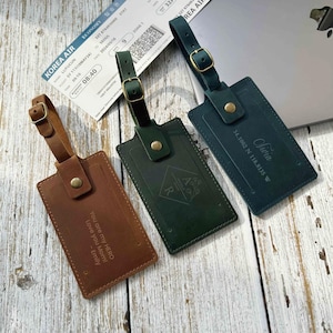 Custom Engraved Leather Luggage Tag, Wedding Favors, Custom Luggage Tags Wedding, Groomsmen Gift, Leather Accessories