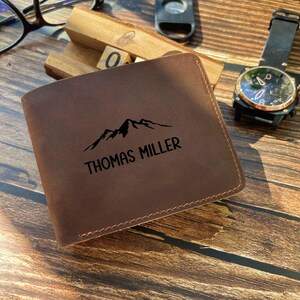 Cartera minimalista grabada, cartera personalizada, cartera personalizada para hombre, cartera personalizada para hombre, cartera de cuero