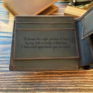 Cartera minimalista grabada, cartera personalizada, cartera personalizada para hombre, cartera personalizada para hombre, cartera de cuero