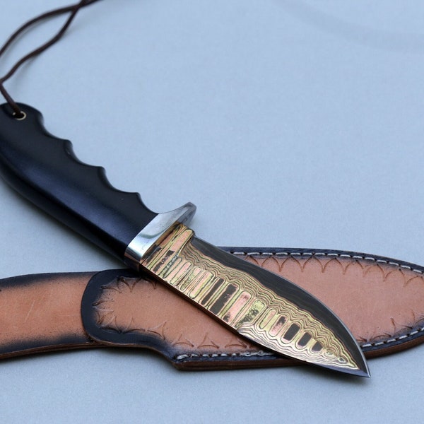 Copper Damascus Knife Etsy