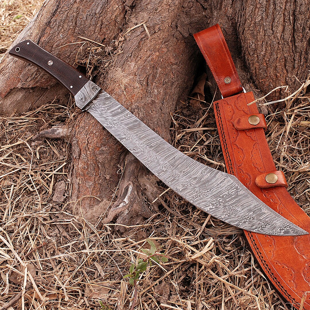 Handmade Damascus Steel Machete Short Swords Battle Ready Hunting
