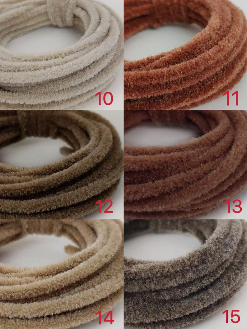 May include: Five spools of chenille stems in various colours, including beige, brown, and rust. The spools are labelled with numbers 10, 11, 12, 13, 14, and 15.