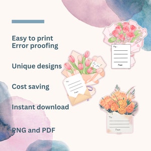 Printable bouquet card｜Gift note ｜greeting card｜Bouquet Collection with PDF and PNG