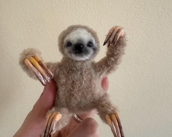 Handmade Miniature Wool Pipe Cleaner Sloth – DIY Kit or Finished Item