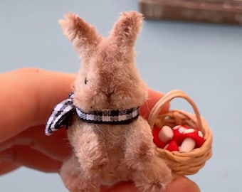 Handmade Miniature Wool Pipe Cleaner Bunny – DIY Kit or Finished Item
