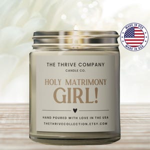 Holy Matrimony Girl candle, Bride Wedding Gift, Funny Anniversary Gift, Wedding Gift For Wife, Wedding Candle for Bride Engagement Gift