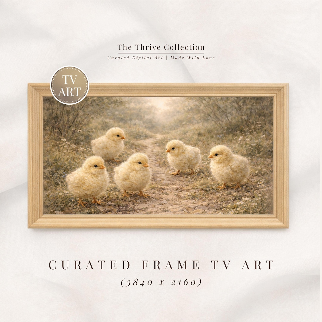 Vintage Spring Baby Chicks Frame TV Art, Farmhouse Easter Chick ...