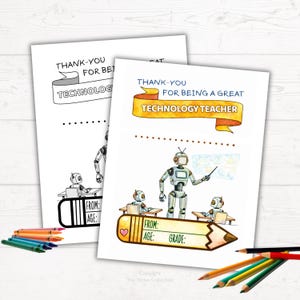Technology Teacher Thank You Gift | Printable Coloring Pages | INSTANT DOWNLOAD | Elementary Tech Teacher Appreciation Gift | Coloring Page