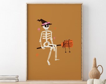 Skeleton Poster, Halloween Decor, Spooky Season, Fall House Decor, Halloween Printable, Halloween Season