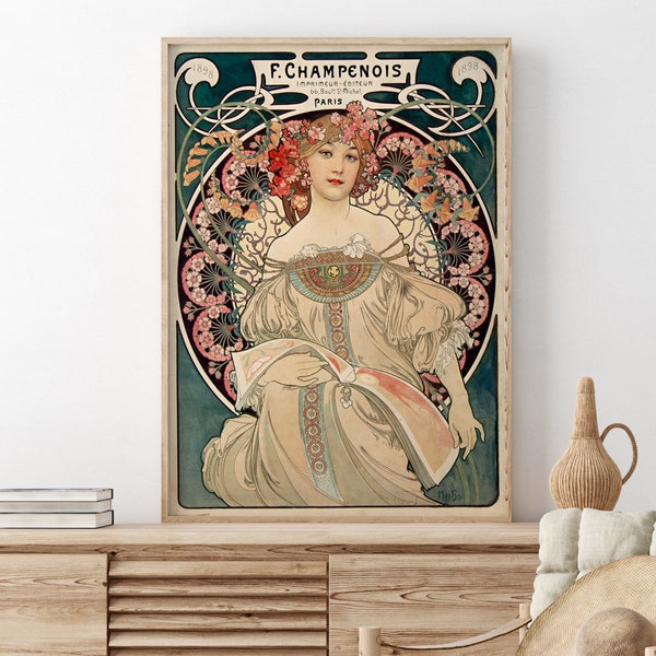 Alphonse Mucha, Alphonse Mucha Print, druckbare Wandkunst, digitaler Download, Vintage Print, Alphonse Maria Mucha