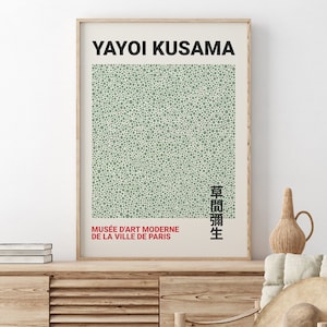 Yayoi Kusama Poster, Sage Green Yayoi Kusama Print, Exhibition Poster, Japanese Art Print, Digital Download