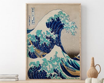 The Great Wave off Kanagawa Poster, Hokusai Print, Japanese Wall Art, Hokusai Exhibition Poster, Printable Wall Art, Vintage Print