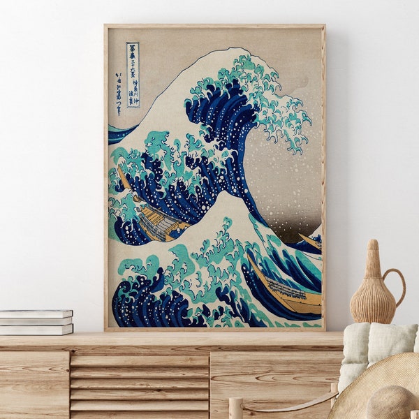 The Great Wave off Kanagawa Poster, Hokusai Print, Japanese Wall Art, Hokusai Exhibition Poster, Printable Wall Art, Vintage Print