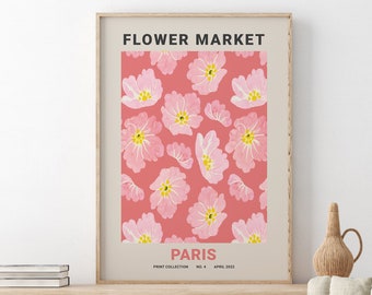 Flower Market Print, Botanical Wall Art, Paris Poster, Flower Market Poster, Floral Decor, Printable Wall Art