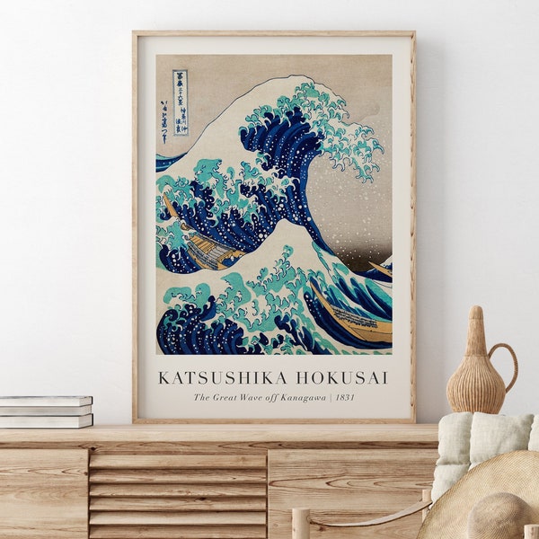 Japanese Wall Art, Katsushika Hokusai, The Great Wave off Kanagawa, Hokusai Print, Woodblock Painting, Vintage Print