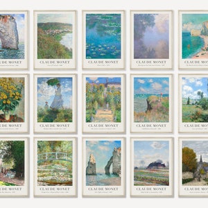 Monet Set van 15 prenten, Gallery Wall Set, Monet Tentoonstelling Poster, Afdrukbare Muurkunst, Vintage Print