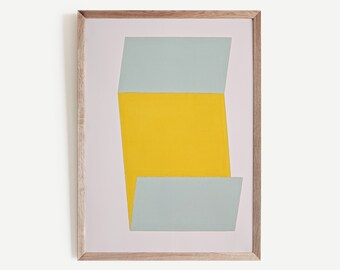 Minimalist Gray and Yellow Art Print, Modern Printable Wall Art, Geometric Wall Decor, Abstract Painting, Digital Download