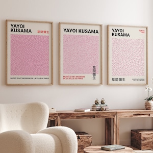 Set of 3 Yayoi Kusama Print Set, Gallery Wall Set, Yayoi Kusama Poster, Exhibition Poster Set, Japanese Art Print