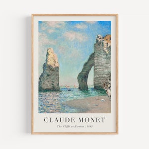 Claude Monet Art Print, The Cliffs at Etretat, Monet Poster, Coastal Print, Monet Exhibition Art, Oil Painting, Beach House Decor,