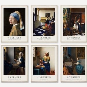 Johannes Vermeer Print Set of 6, Gallery Wall Set, Johannes Vermeer, Fine Art Print, Printable Wall Art, Eclectic Wall Art, Vintage Print