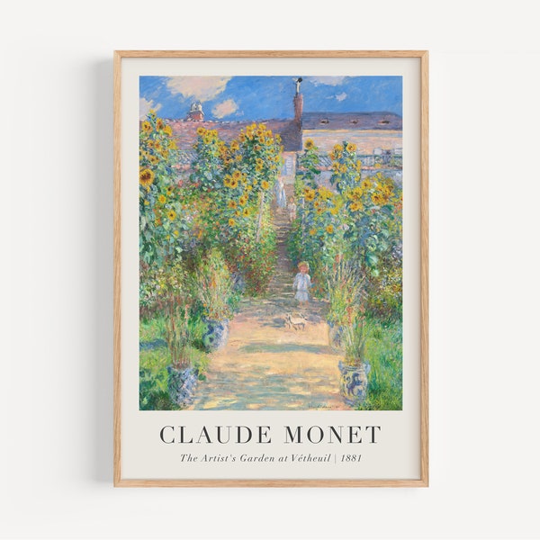 Monet Print, The Artist's Garden at Vetheuil, Claude Monet Wall Art, Botanical Art, Modern Home Decor, Farmhouse Decor, Monet Poster