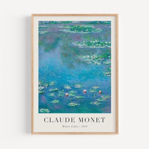 Claude Monet Print, Water Lilies, Monet Poster, Oil Painting, Floral Print, Home Decor, Beach House Decor, Exhibition Poster, Monet Art