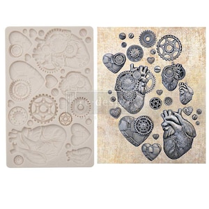 Redesign With Prima/ Steampunk Hearts Finnabair Moulds 1 pc, 5x8 in