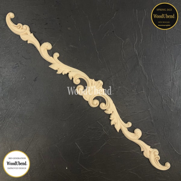 Pack of Two Applique Scroll Pediments WUB6103 50x6x0.6 cms
