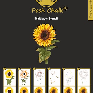 Posh Chalk Multilayer Stencil – Hippy Sunflower 10.2 in x 15.5 in