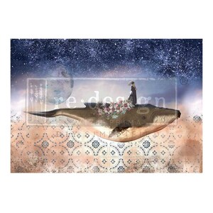 A1 Decoupage Fiber – WHALE IN COSMOS – 1 Sheet – Redesign With Prima