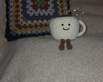 Crochet Coffee Cup Plushie: Amigurumi Desk Decor, Bookshelf Buddy, Cottagcore Gift